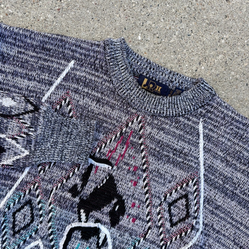 Vintage L R II LeRoy Knit Sweater Mens Geometric Pattern Multicolor Medium - Picture 1 of 5